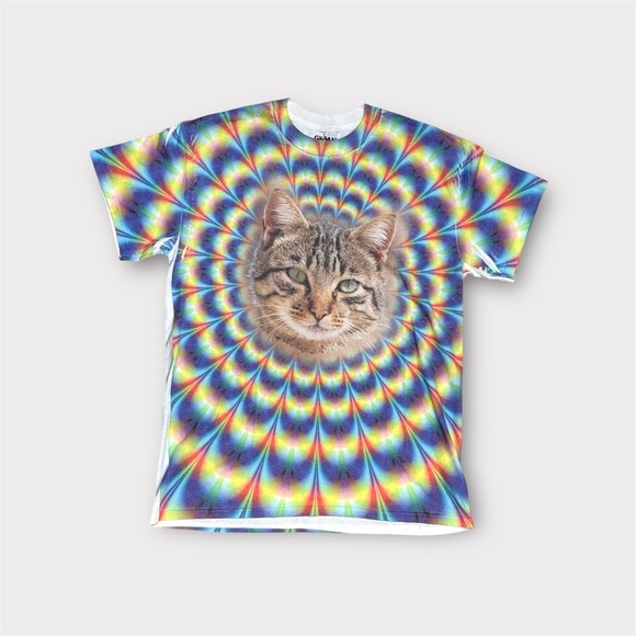 Colorful Cat Face T-Shirt - Picture 1 of 1